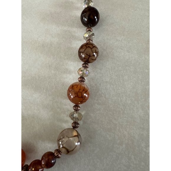 Artisan carnelian quartz banded agate chalcedony beaded necklace - Picture 6 of 8